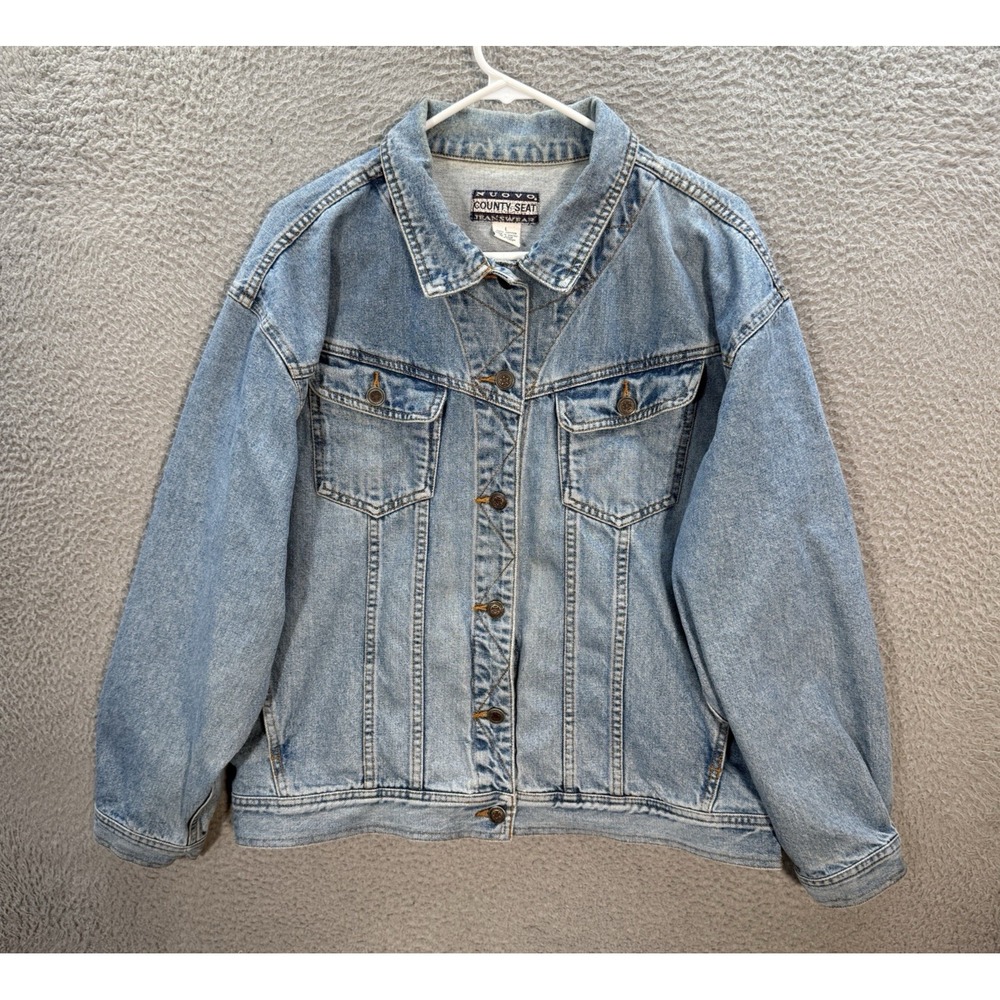 Vintage Country Seat Jacket Adult Large Blue Denim Western Trucker Workwear 90s‎